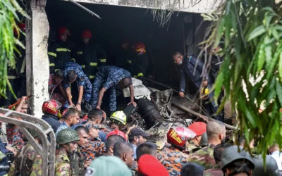 Training Jet Crashes Into School In Dhaka